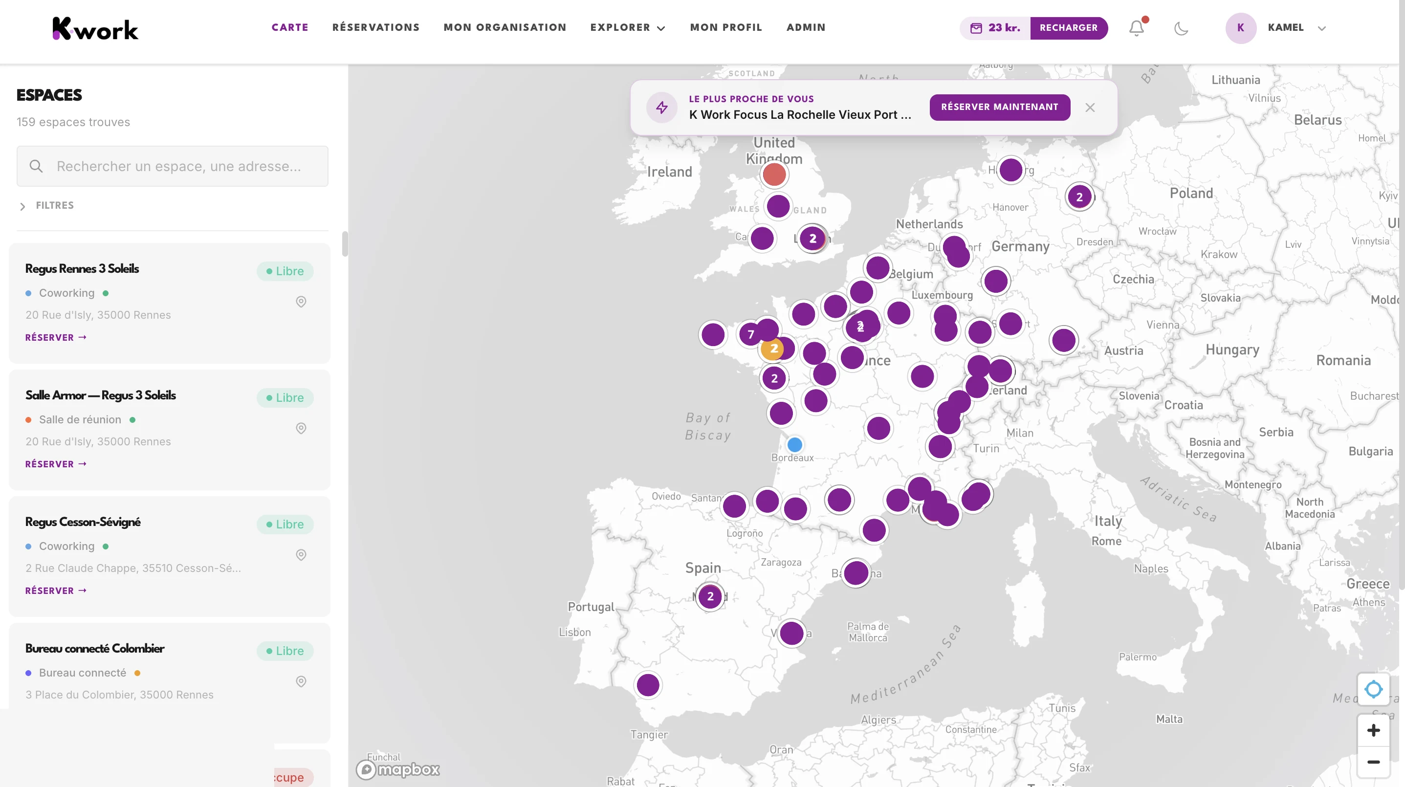 L'application K-work : trouver et réserver un espace, sur mobile et web