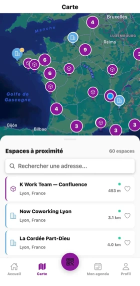 Carte K-work : espaces de travail partout dans le monde